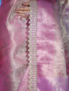 Banarasee Handloom Tissue Saree With Zari Weaving Floral Work & Lace Border-Light Pink