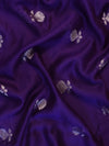 Banarasee Handloom Pure Silk Zari Buti Salwar Kameez Fabric With Dupatta-Beige & Violet