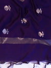 Banarasee Handloom Pure Silk Zari Buti Salwar Kameez Fabric With Dupatta-Beige & Violet