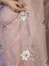 Banarasee Tissue Saree With Resham Embroidery Applique Work Pallu & Scallop Border-Light Pink