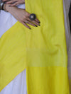 Bhagalpur Handloom Pure Linen Saree With Broad Contrast Border-White & Yellow