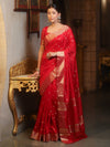 Banarasee Handwoven Semi Silk Saree With Zari Buti Design-Red