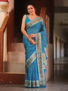 Banarasee Pure Chiffon Saree With Resham Buti & Border-Light Blue