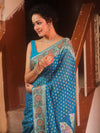 Banarasee Pure Chiffon Saree With Resham Buti & Border-Light Blue
