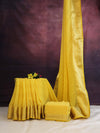 Banarasee Handloom Zigzag Print Chiffon Saree With Gold Zari Border-Light Yellow