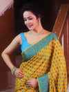 Banarasee Pure Chiffon Saree With Resham Buti Design & Border-Yellow