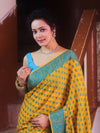 Banarasee Pure Chiffon Saree With Resham Buti Design & Border-Yellow