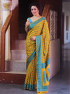 Banarasee Pure Chiffon Saree With Resham Buti Design & Border-Yellow