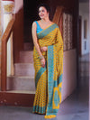 Banarasee Pure Chiffon Saree With Resham Buti Design & Border-Yellow