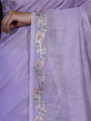 Banarasee Handloom Soft Tissue Shine Saree With Resham Floral Border-Lavender