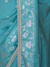 Banarasee Handloom Semi Silk Saree With Buti Design Zari Border & Lace-Light Blue