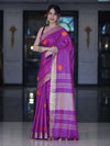 Bhagalpur Handloom Pure Linen Saree With Floral Buta Design-Violet