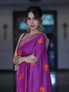 Bhagalpur Handloom Pure Linen Saree With Floral Buta Design-Violet