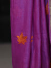 Bhagalpur Handloom Pure Linen Saree With Floral Buta Design-Violet