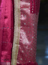 Banarasee Handloom Tissue Saree With Hand Embroidered Mirror Work & Zari Woven Pallu-Magenta