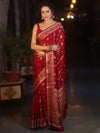 Banarasee Pure Chiffon Saree With Resham Buti & Border-Maroon