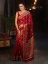 Banarasee Pure Chiffon Saree With Resham Buti & Border-Maroon
