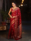 Banarasee Pure Chiffon Saree With Resham Buti & Border-Maroon