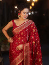 Banarasee Pure Chiffon Saree With Resham Buti & Border-Maroon