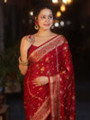Banarasee Pure Chiffon Saree With Resham Buti & Border-Maroon