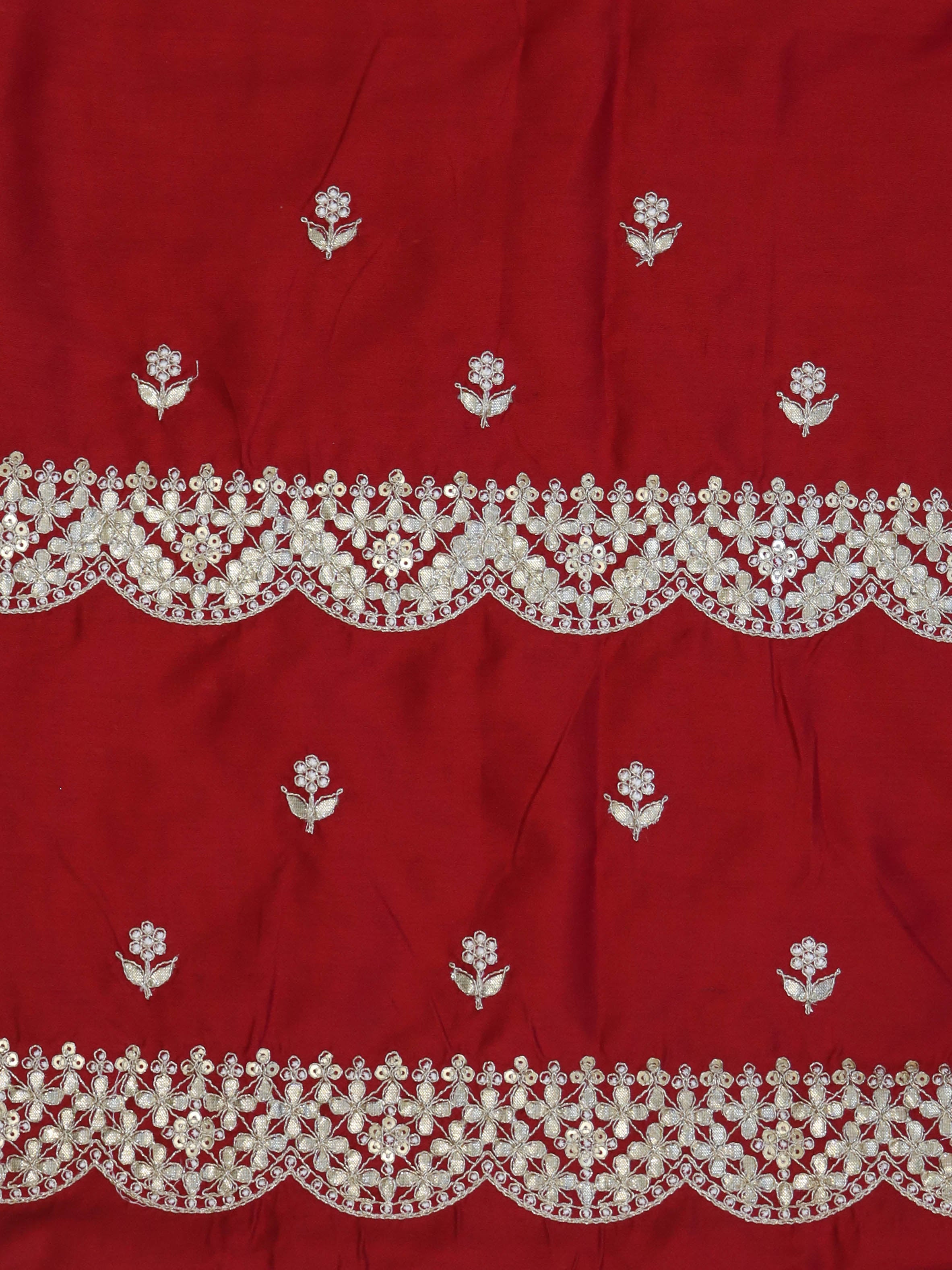 Banarasee Handwoven Tissue Silk Saree With Gold Zari Hand Work & Scallop Border-Peach