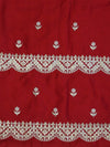Banarasee Handwoven Tissue Silk Saree With Gold Zari Hand Work & Scallop Border-Peach