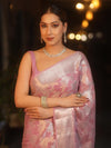Banarasee Pure Chiffon Saree With Silver Zari Jaal Design & Border-Lilac