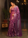 Banarasee Faux Georgette Saree With Sliver Zari & Resham Jaal Work-Violet