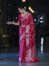 Banarasee Handwoven Georgette Saree With Zari Jaal Design & Border-Pink