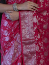 Banarasee Handwoven Georgette Saree With Zari Jaal Design & Border-Pink