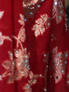 Banarasee Chiffon Saree With Hand Embroidered Mirror Work Zari Woven Design & Contrast Border-Red & Cream