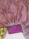 Banarasee Digital Printed Chiffon Saree With Handwork & Scallop Border-Pink