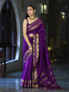 Banarasee Handloom Semi Silk Plain Saree With Zari Work Border-Violet