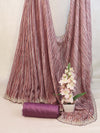 Banarasee Digital Printed Chiffon Saree With Handwork & Scallop Border-Pink