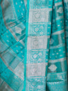 Banarasee Handloom Semi Silk Saree With Zari Woven Design & Border-Aqua Green