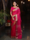 Banarasee Handwoven Semi Silk Saree With Zari Buti Design-Pink
