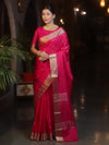 Banarasee Handwoven Semi Silk Saree With Zari Buti Design-Pink
