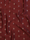 Banarasee Handloom Pure Silk Zari Buti Salwar Kameez Fabric With Dupatta-Maroon & Peach
