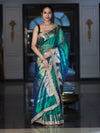 Banarasee Handloom Dual Tone Tissue Saree With Buti Design Zari Border & Lace-Green