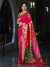 Banarasee Semi Katan Saree With Buti Design & Zari Woven Multicolor Pallu-Pink