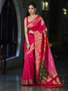 Banarasee Semi Katan Saree With Buti Design & Zari Woven Multicolor Pallu-Pink