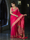 Banarasee Semi Katan Saree With Buti Design & Zari Woven Multicolor Pallu-Pink