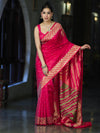 Banarasee Semi Katan Saree With Buti Design & Zari Woven Multicolor Pallu-Pink
