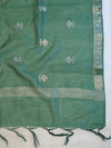 Banarasee Handloom Pure Silk Zari Buti Salwar Kameez Fabric With Dupatta-Orange & Green