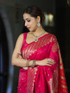 Banarasee Semi Katan Saree With Buti Design & Zari Woven Multicolor Pallu-Pink