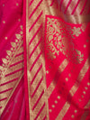 Banarasee Semi Katan Saree With Buti Design & Zari Woven Multicolor Pallu-Pink
