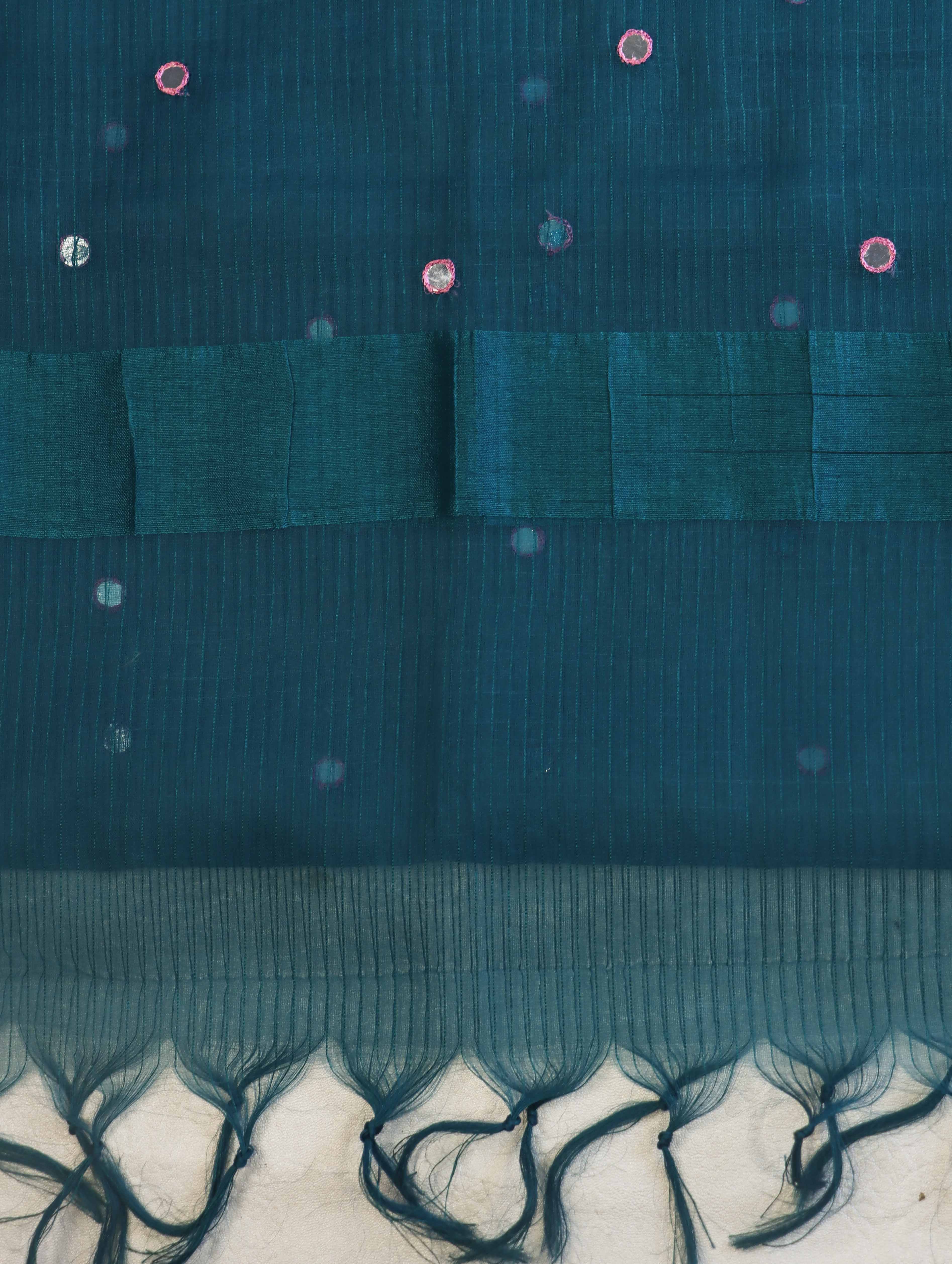 Banarasee Brocade Salwar Kameez Fabric With Mirror Work & Dupatta-Pink & Teal Green