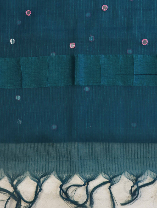 Banarasee Brocade Salwar Kameez Fabric With Mirror Work & Dupatta-Pink & Teal Green