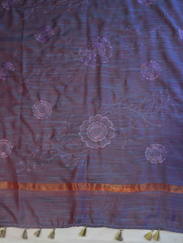 Banarasee Art Silk Salwar Kameez Fabric With Contrast Semi Silk Dupatta Set-Orange & Violet
