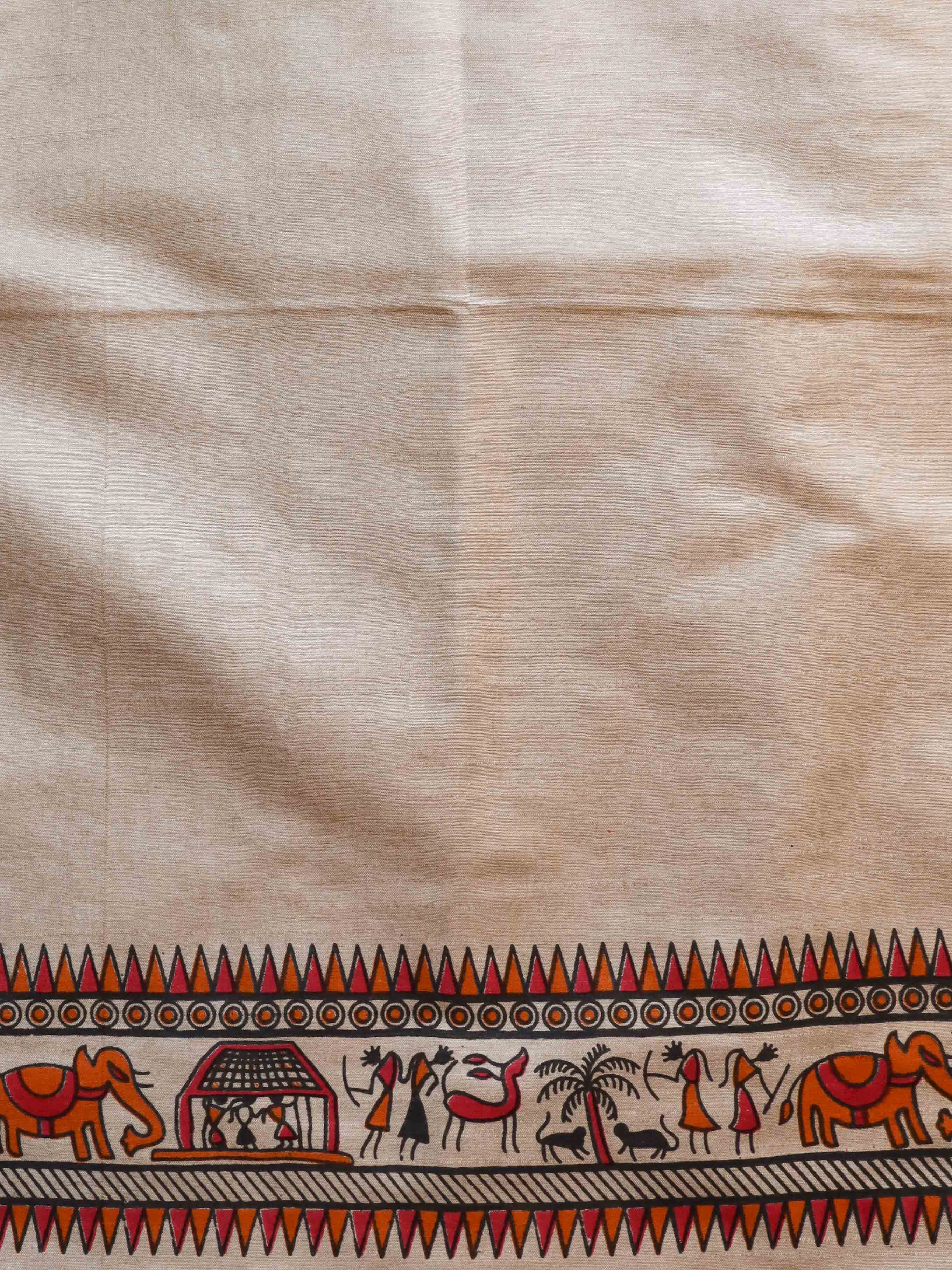 Handloom Printed Khadi Cotton Salwar Kameez Dupatta Set-Khaki Beige